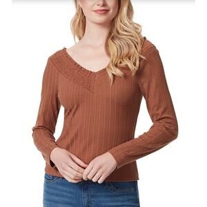 Jessica Simpson Brown Ribbed Blouse